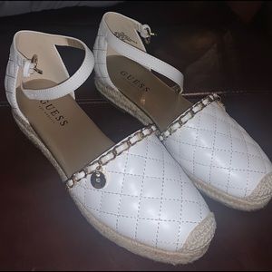 White, never worn size 7 women’s sandal from Guess